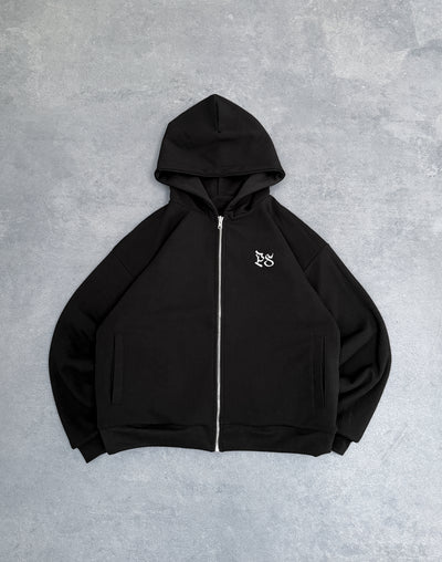 Elevate Studio Double-Face Zip Hoodie – Black